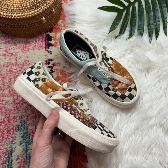 Vans Shoes - Vans Paisley Checkered Lace Up Low Top Tiger Patchwork Era Sneakers Shoes 5